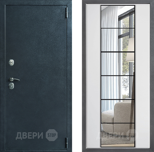 Входная металлическая Дверь Дверной континент ДК-70 Дизайн ФЛЗ-2 Зеркало Белый софт в Красноармейске