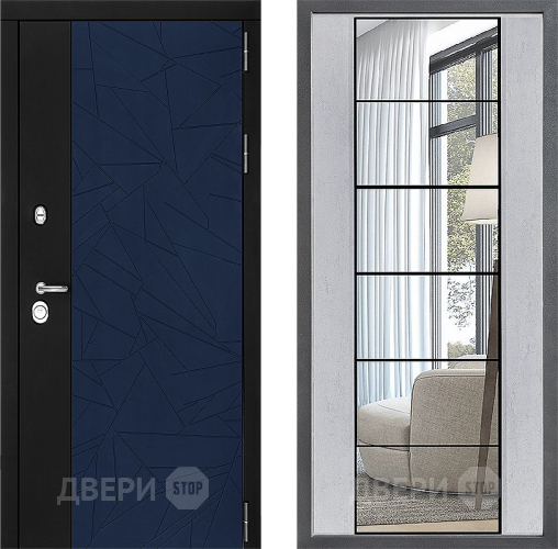 Входная металлическая Дверь Дверной континент ДК-9 ФЛЗ-2 Зеркало Бетон светлый в Красноармейске