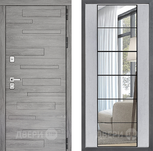 Входная металлическая Дверь Дверной континент ДК-10 ФЛЗ-2 Зеркало Бетон светлый в Красноармейске