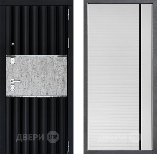 Входная металлическая Дверь Дверной континент ДК-13 ФЛ-757 Черное Стекло Софт милк в Красноармейске