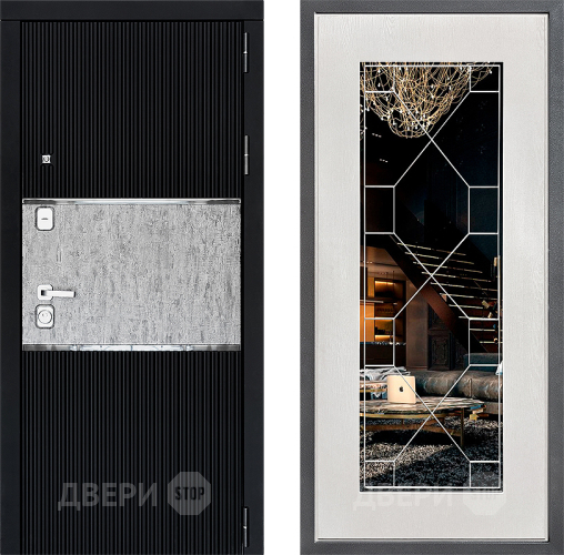 Входная металлическая Дверь Дверной континент ДК-13 ФЛ-Тиффани Зеркало Белое дерево в Красноармейске