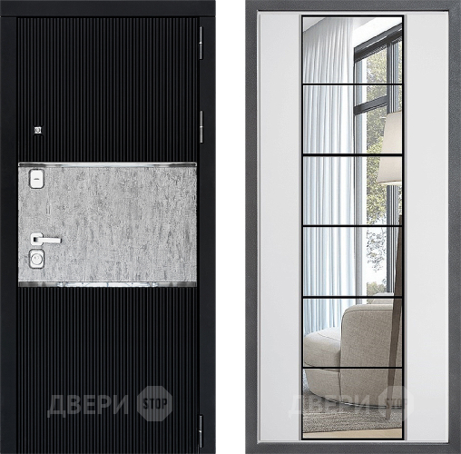 Входная металлическая Дверь Дверной континент ДК-13 ФЛЗ-2 Зеркало Белый софт в Красноармейске