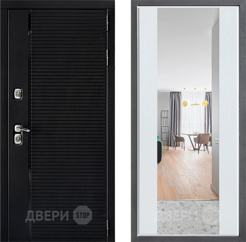 Входная металлическая Дверь Дверной континент ДК-1 ФЛЗ-1 Зеркало Белое дерево в Красноармейске