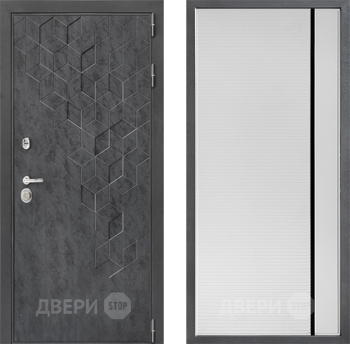 Входная металлическая Дверь Дверной континент ДК-3/713 ФЛ-757 Черное Стекло Софт милк в Красноармейске