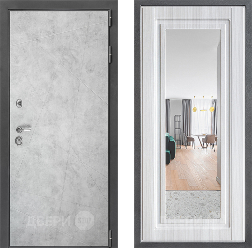 Входная металлическая Дверь Дверной континент ДК-3/743 ФЛЗ Зеркало Сандал белый в Красноармейске