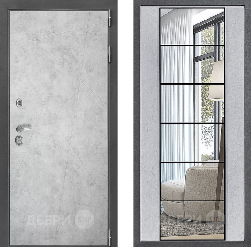 Входная металлическая Дверь Дверной континент ДК-3/743 ФЛЗ-2 Зеркало Бетон светлый в Красноармейске