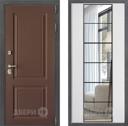 Входная металлическая Дверь Дверной континент ДК-3/729 ФЛЗ-2 Зеркало Белый софт в Красноармейске