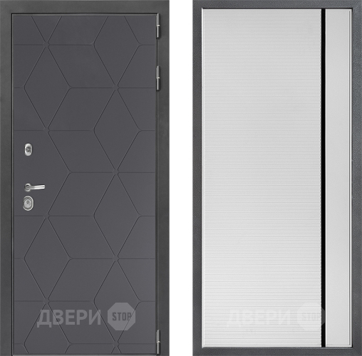 Входная металлическая Дверь Дверной континент ДК-3/744 ФЛ-757 Черное Стекло Софт милк в Красноармейске