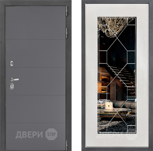 Дверь Дверной континент ДК-3/649 ФЛ-Тиффани Зеркало Белое дерево в Красноармейске