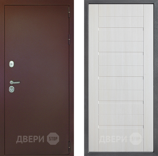 Входная металлическая Дверь Дверной континент Рубикон Медь Дизайн ФЛ-70 Лиственница белая в Красноармейске