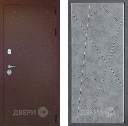 Входная металлическая Дверь Дверной континент Рубикон Медь Дизайн ФЛ-655 Бетон серый в Красноармейске