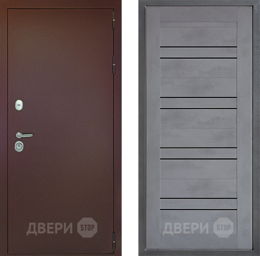 Входная металлическая Дверь Дверной континент Рубикон Медь Дизайн ФЛ-49 Бетон серый в Красноармейске