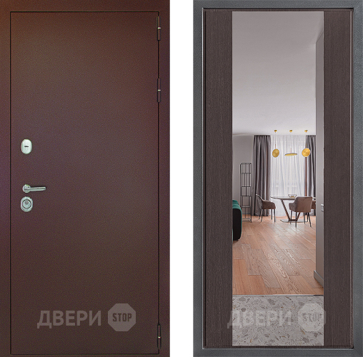 Входная металлическая Дверь Дверной континент Рубикон Медь Дизайн ФЛЗ-1 Зеркало Венге в Красноармейске