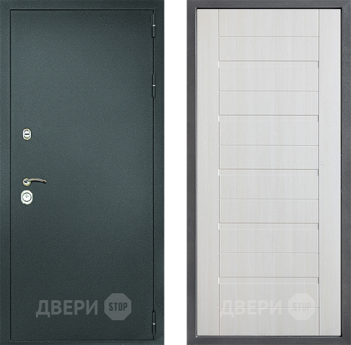 Входная металлическая Дверь Дверной континент Рубикон Серебро Дизайн ФЛ-70 Лиственница белая в Красноармейске