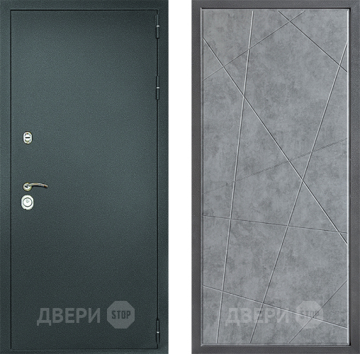 Входная металлическая Дверь Дверной континент Рубикон Серебро Дизайн ФЛ-655 Бетон серый в Красноармейске