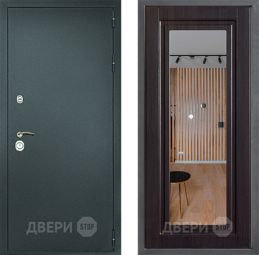 Дверь Дверной континент Рубикон Серебро Дизайн ФЛЗ Зеркало Венге в Красноармейске