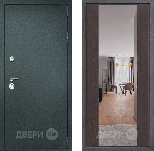 Входная металлическая Дверь Дверной континент Рубикон Серебро Дизайн ФЛЗ-1 Зеркало Венге в Красноармейске