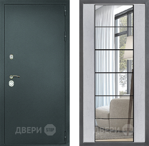 Дверь Дверной континент Рубикон Серебро Дизайн ФЛЗ-2 Зеркало Бетон светлый в Красноармейске