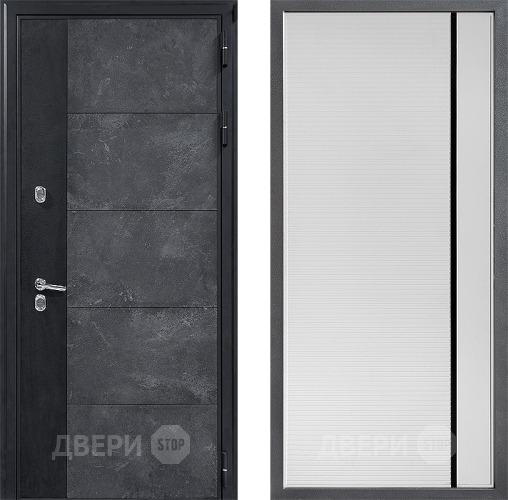 Входная металлическая Дверь Дверной континент ДК-15 Бетон ТЕРМО ФЛ-757 Черное Стекло Софт милк в Красноармейске