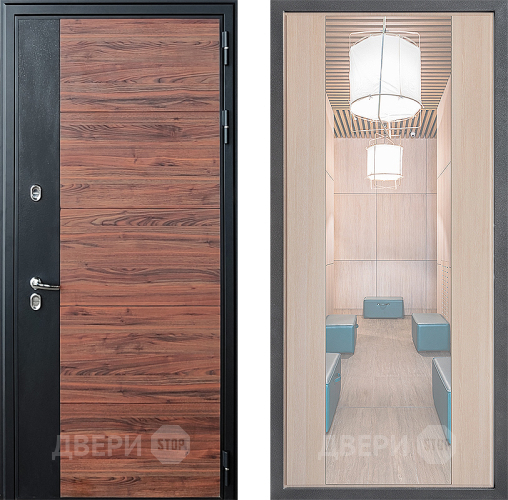 Входная металлическая Дверь Дверной континент ДК-15 Красное Дерево ТЕРМО ФЛЗ-1 Зеркало Капучино в Красноармейске