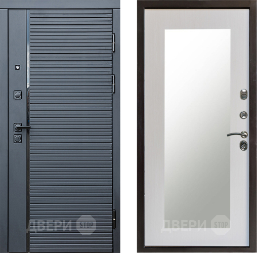 Входная металлическая Дверь Престиж Черная Линия Зеркло Пастораль Лиственница белая в Красноармейске
