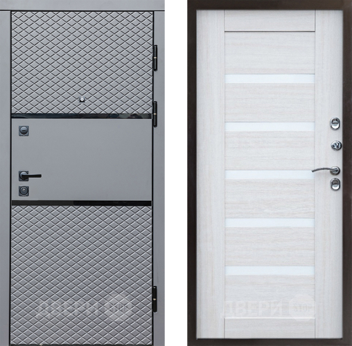 Входная металлическая Дверь Престиж Ромб Царга Лиственница белая в Красноармейске