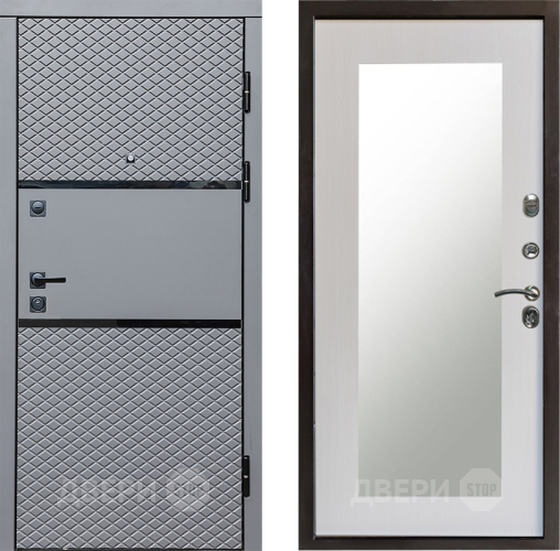 Входная металлическая Дверь Престиж Ромб Зеркло Пастораль Лиственница белая в Красноармейске