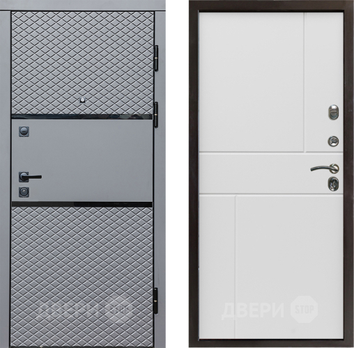 Входная металлическая Дверь Престиж Ромб Горизонт Бетон белый в Красноармейске