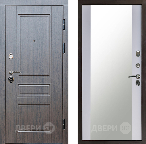 Входная металлическая Дверь Престиж Классика Венге Зеркало Белый софт в Красноармейске