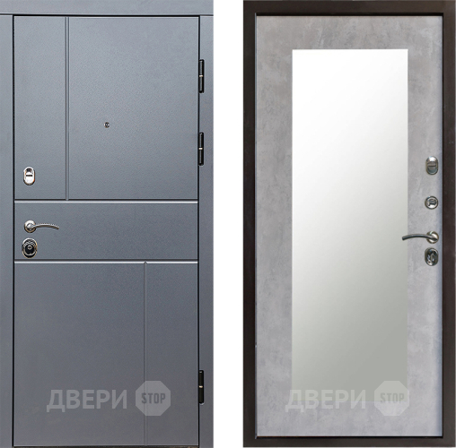 Входная металлическая Дверь Престиж Горизонт Грэй Зеркло Пастораль Бетон светлый в Красноармейске