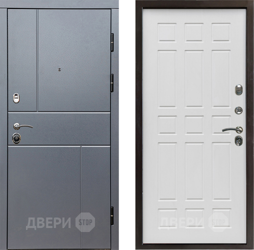 Входная металлическая Дверь Престиж Горизонт Грэй Спарта Белое дерево в Красноармейске