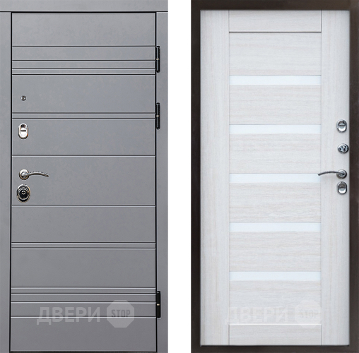 Входная металлическая Дверь Престиж Линия Грэй Царга Лиственница белая в Красноармейске