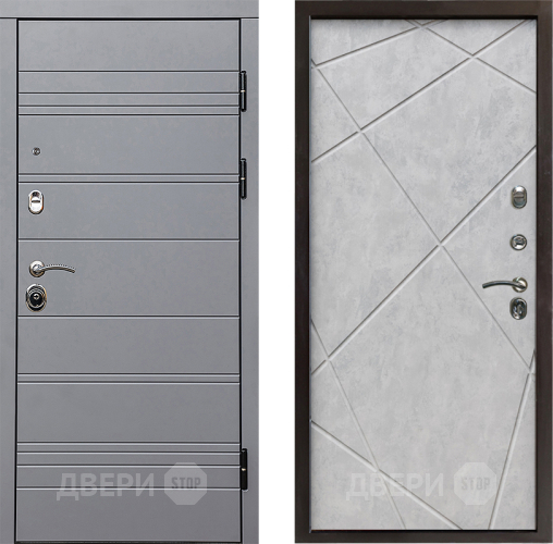 Входная металлическая Дверь Престиж Линия Грэй Лучи Бетон светлый в Красноармейске