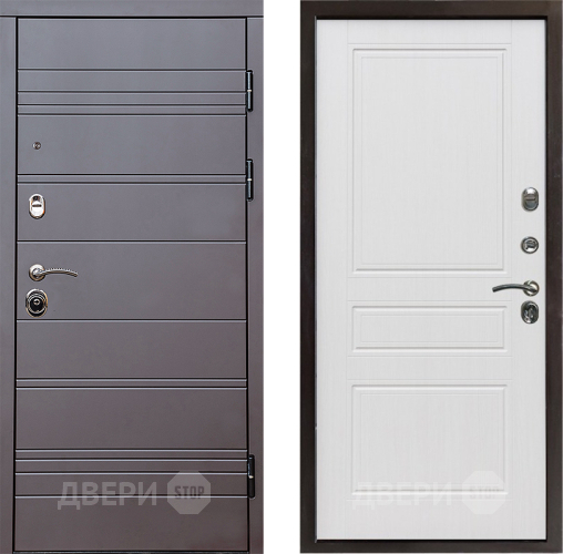 Входная металлическая Дверь Престиж Линия Браун Классика Белое дерево в Красноармейске