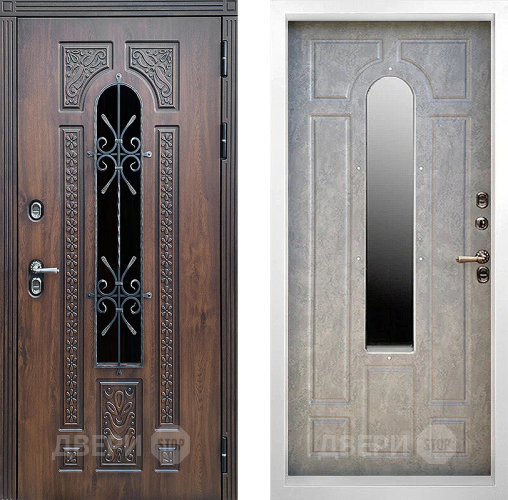 Дверь Престиж TERMO с терморазрывом Лацио Дуб White с окном и ковкой Бетон светлый в Красноармейске
