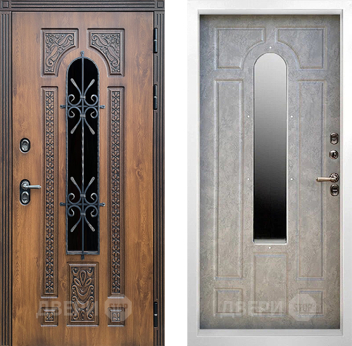Дверь Престиж TERMO с терморазрывом Лацио Орех White с окном и ковкой Бетон светлый в Красноармейске