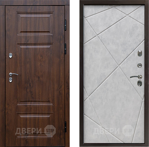 Входная металлическая Дверь Престиж TERMO с терморазрывом Премиум Орех Лучи Бетон светлый в Красноармейске