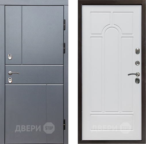 Входная металлическая Дверь Престиж TERMO с терморазрывом Горизонт Грэй Арка Белое дерево в Красноармейске