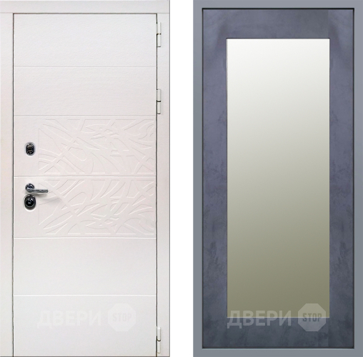 Дверь Заводские двери Дэко Вайт Зеркало Модерн Бетон темный в Красноармейске