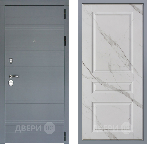 Дверь Заводские двери Лира Софт графит Стокгольм Мрамор белый в Красноармейске