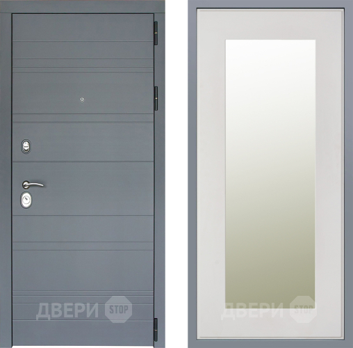 Дверь Заводские двери Лира Софт графит Зеркало Модерн Белый софт в Красноармейске