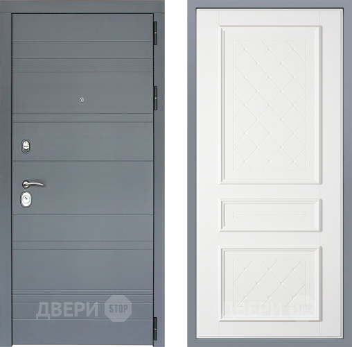 Дверь Заводские двери Лира Софт графит Урбино Белый софт в Красноармейске