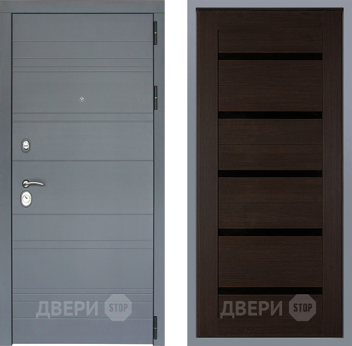 Дверь Заводские двери Лира Софт графит СБ-1 орех тисненый в Красноармейске