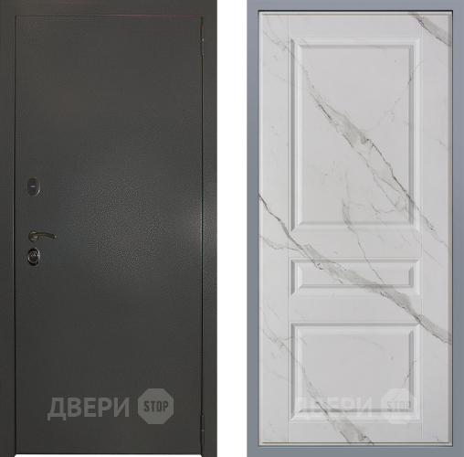 Дверь Заводские двери Эталон 3к антик серебро Стокгольм Мрамор белый в Красноармейске