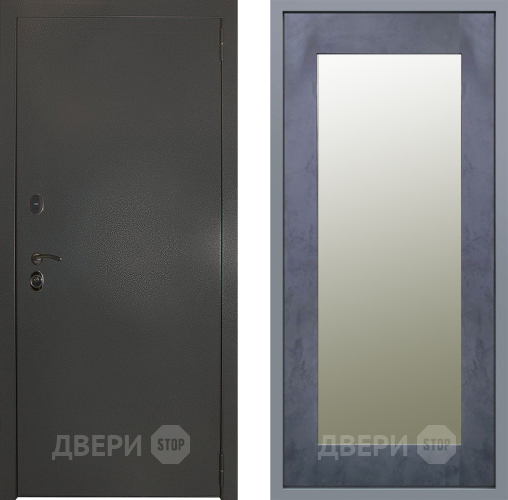 Дверь Заводские двери Эталон 3к антик серебро Зеркало Модерн Бетон темный в Красноармейске
