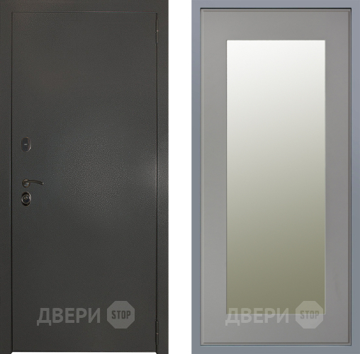 Дверь Заводские двери Эталон 3к антик серебро Зеркало Модерн Грей софт в Красноармейске