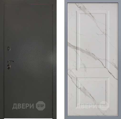 Дверь Заводские двери Эталон 3к антик серебро Доррен Мрамор белый в Красноармейске