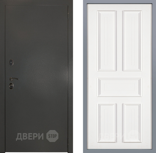 Дверь Заводские двери Эталон 3к антик серебро Уругвай Белый софт в Красноармейске