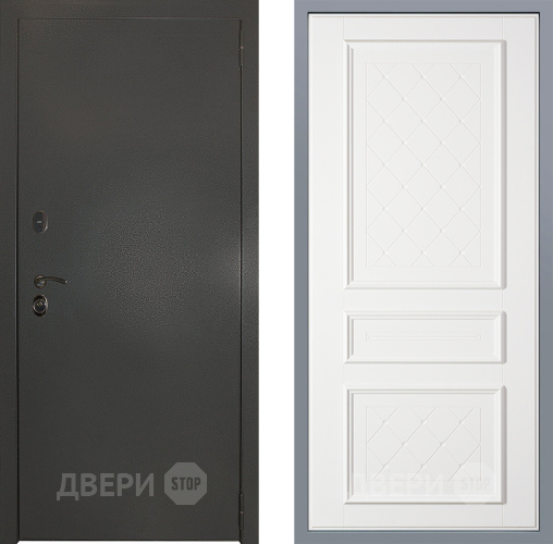 Дверь Заводские двери Эталон 3к антик серебро Урбино Белый софт в Красноармейске