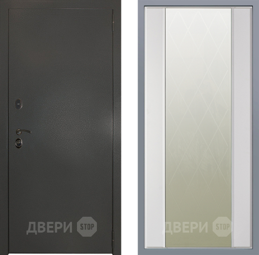 Дверь Заводские двери Эталон 3к антик серебро Зеркало Ампир Белый софт в Красноармейске